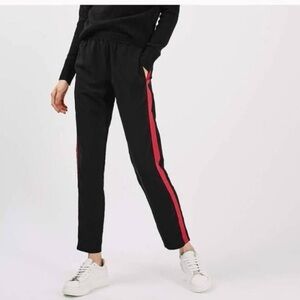 Zara basic black joggers with side red strap